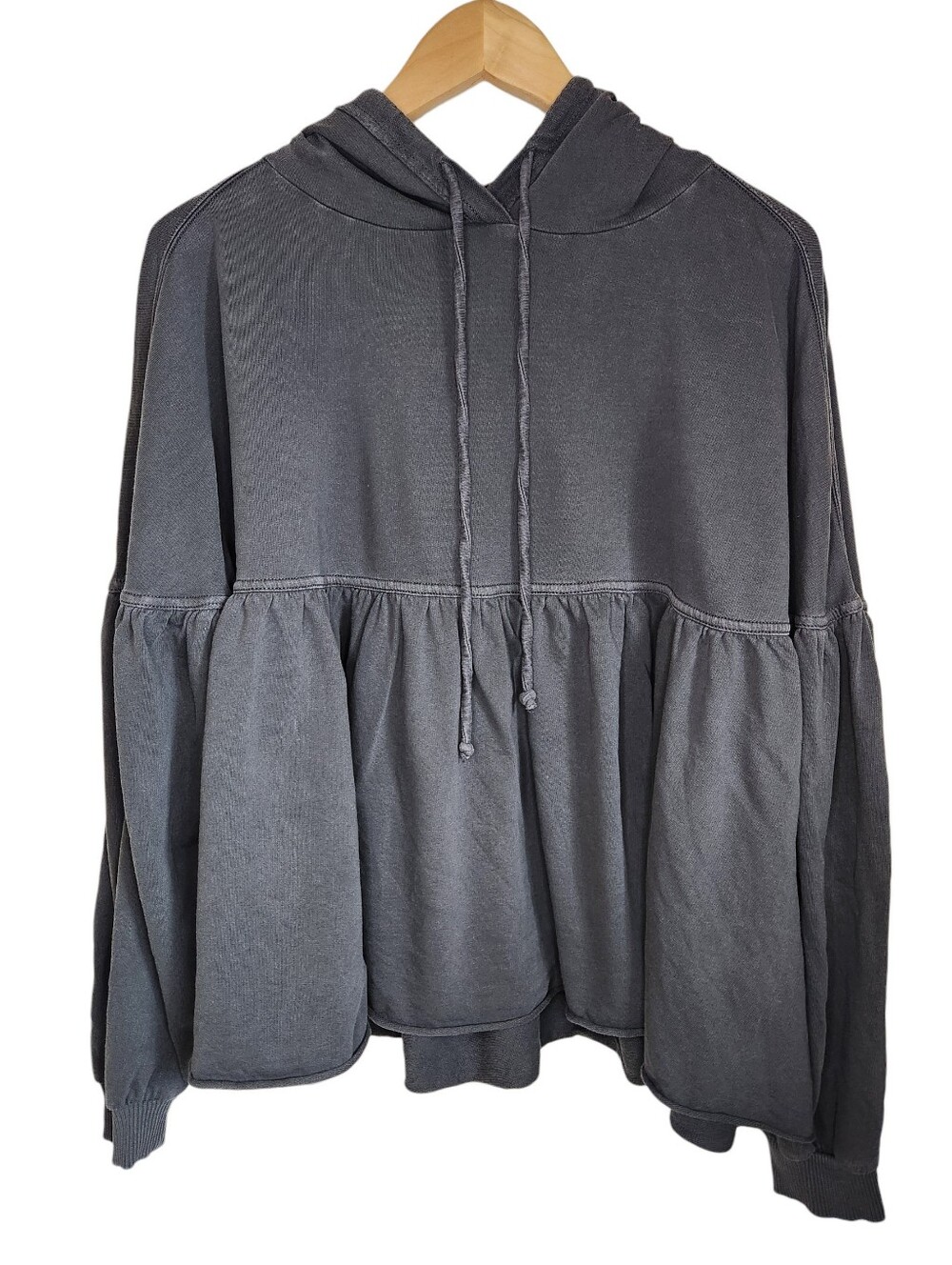 Aerie Peplum Hoodie Sweatshirt Dark Gray Oversized Small